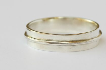 Men's sterling silver double band ring